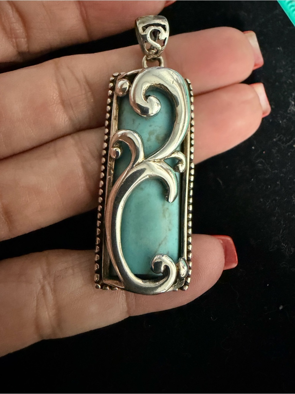 925 Sterling silver turquoise pendant. Super NICE
